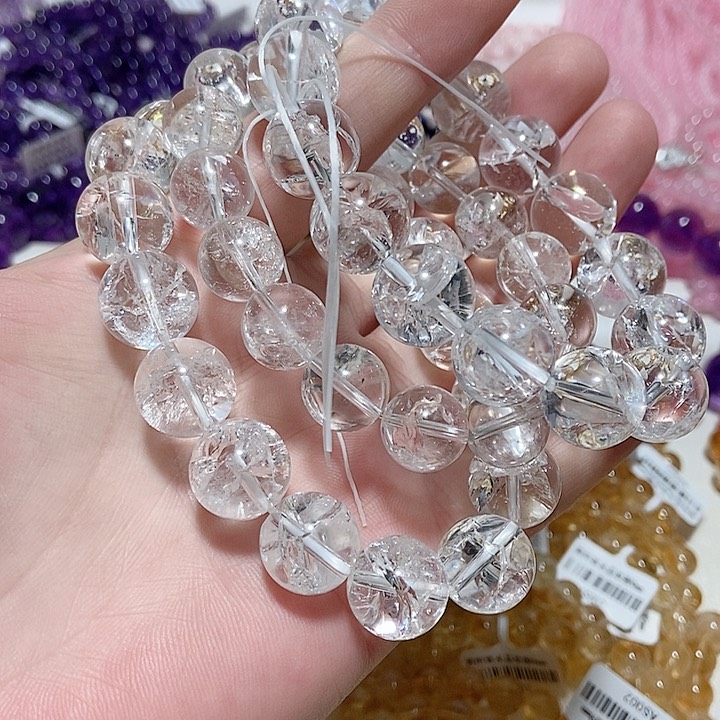 水晶手链未镶嵌白阿赛14mm