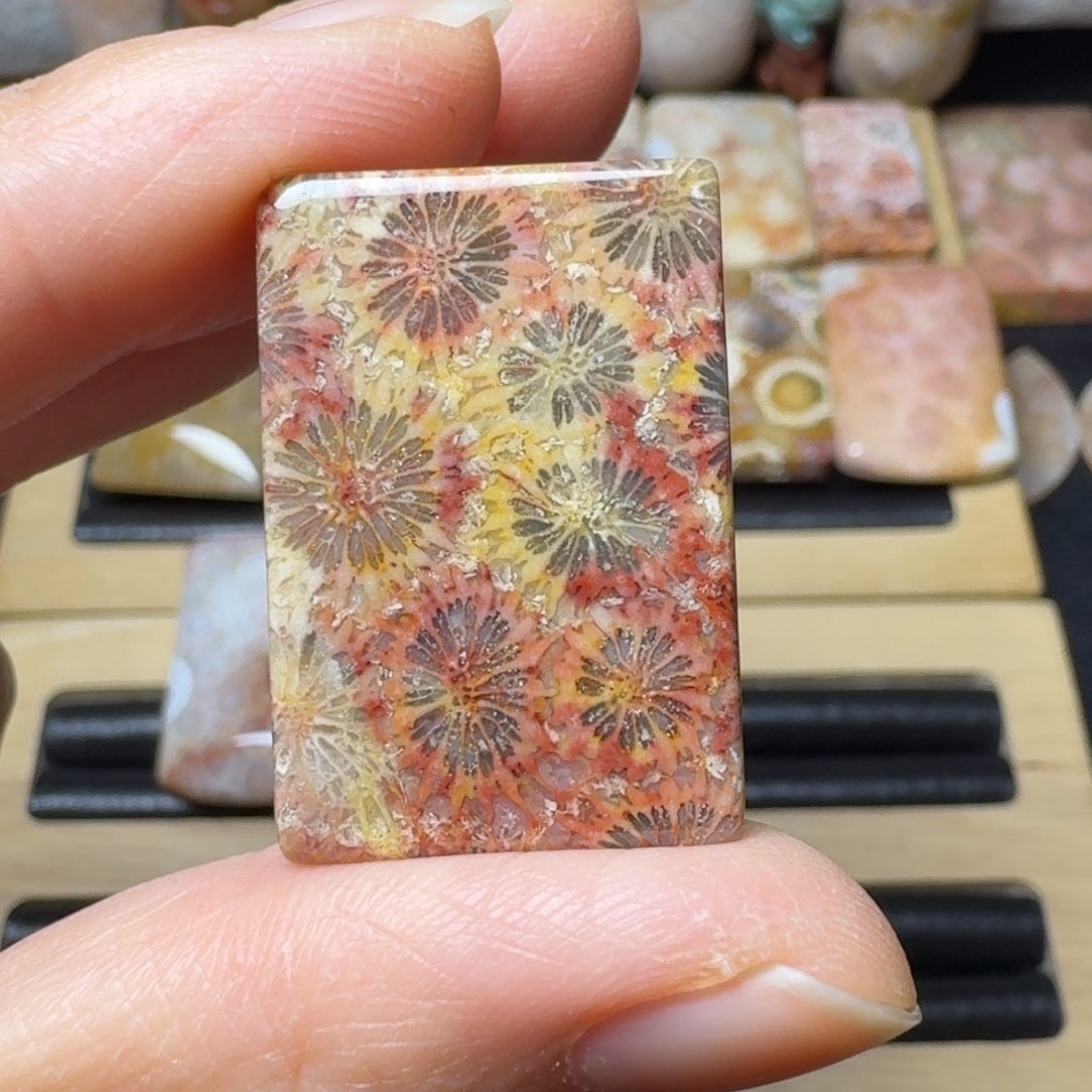 硅化玉紫红黄大花未镶嵌