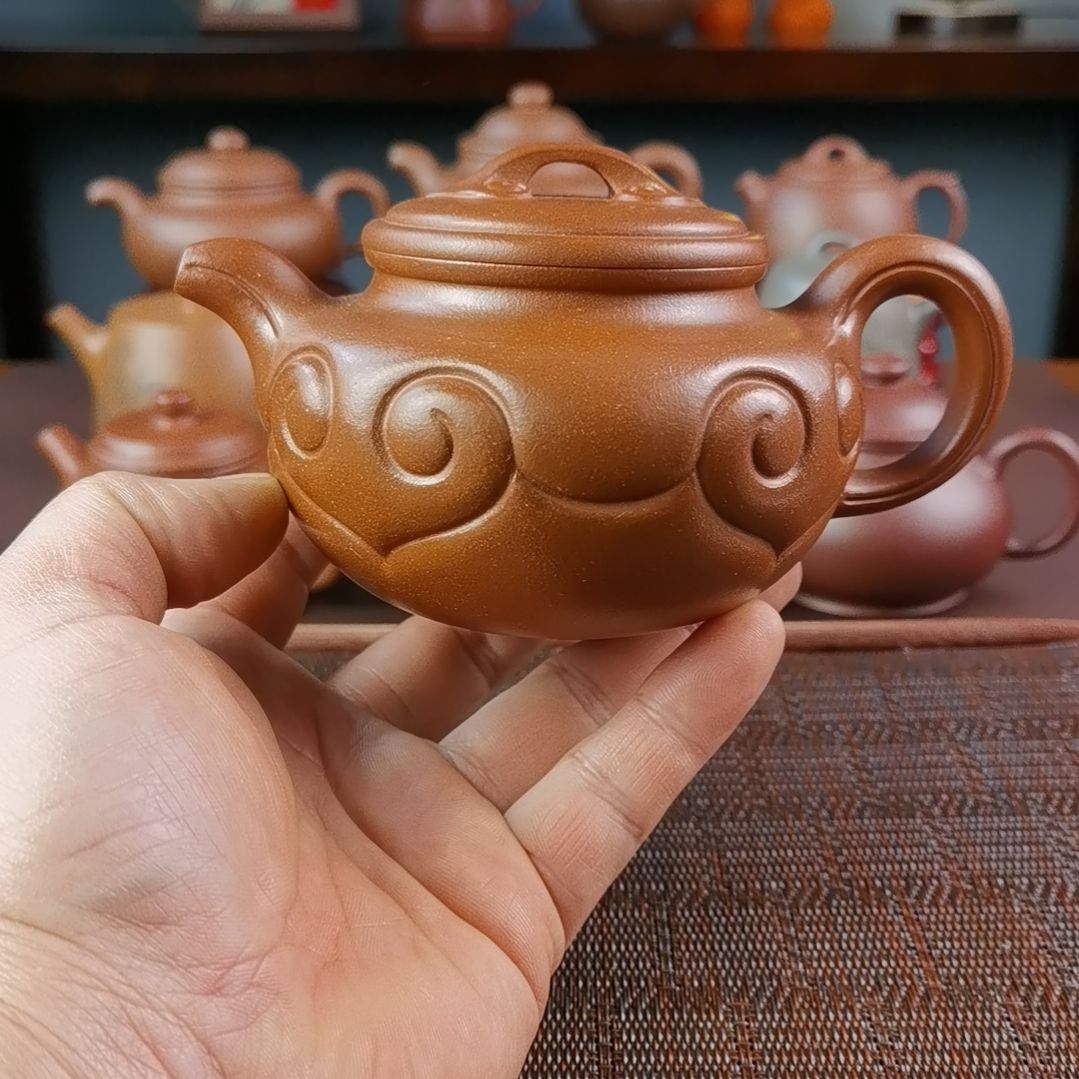紫砂茶壶沉香泥仿古如意350CC