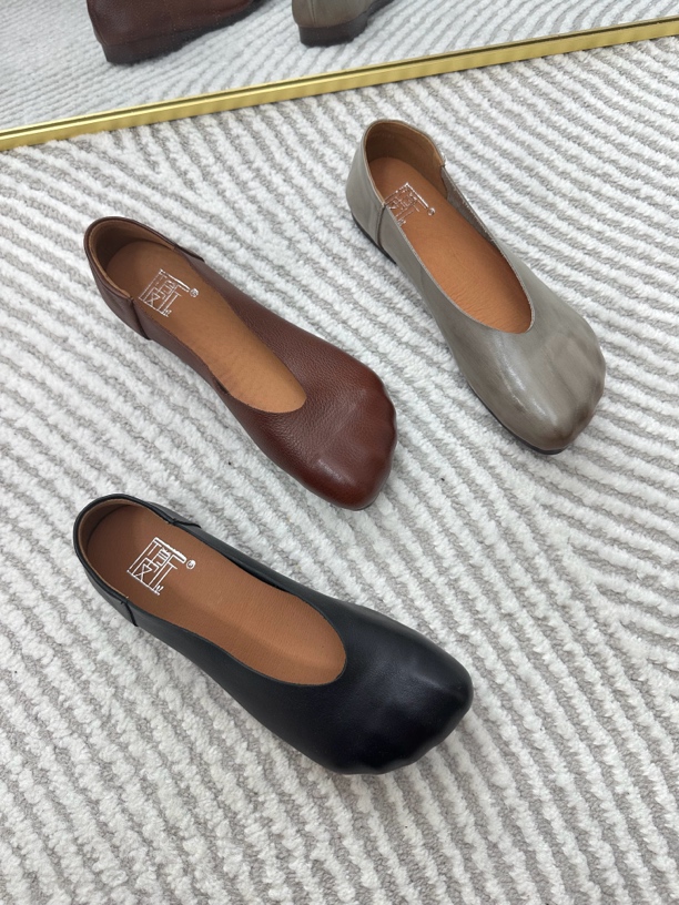 牛皮一脚蹬五趾百搭浅口瓢鞋