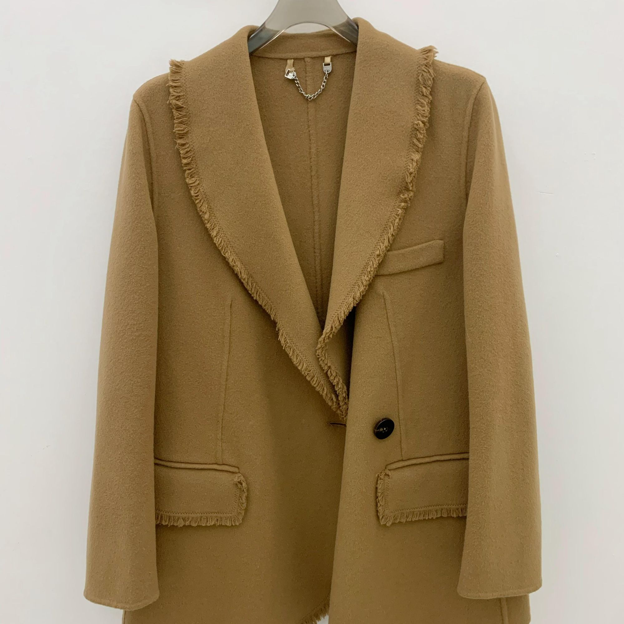 zhaoxiaopao/赵小泡流苏设计翻领大衣