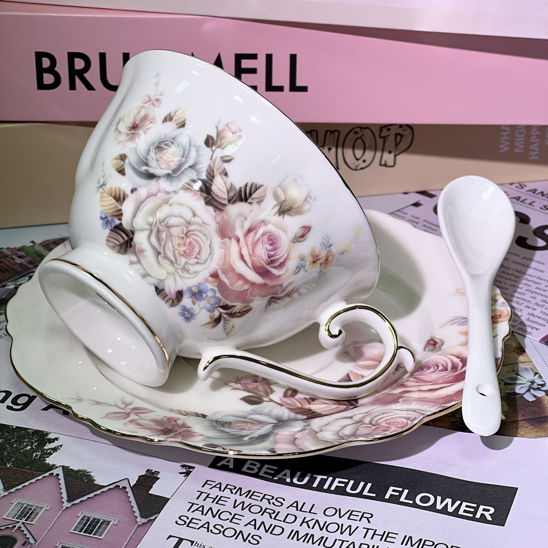 英国莫奈花园陶瓷咖啡杯高档水杯碟