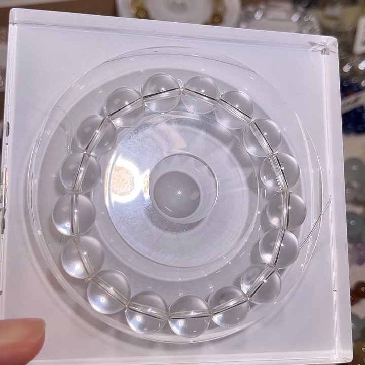水晶手链银S925镶嵌白水晶手串