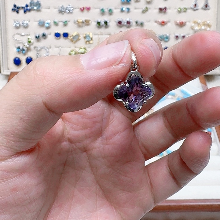 水晶吊坠(不含链)银S925镶嵌吊坠