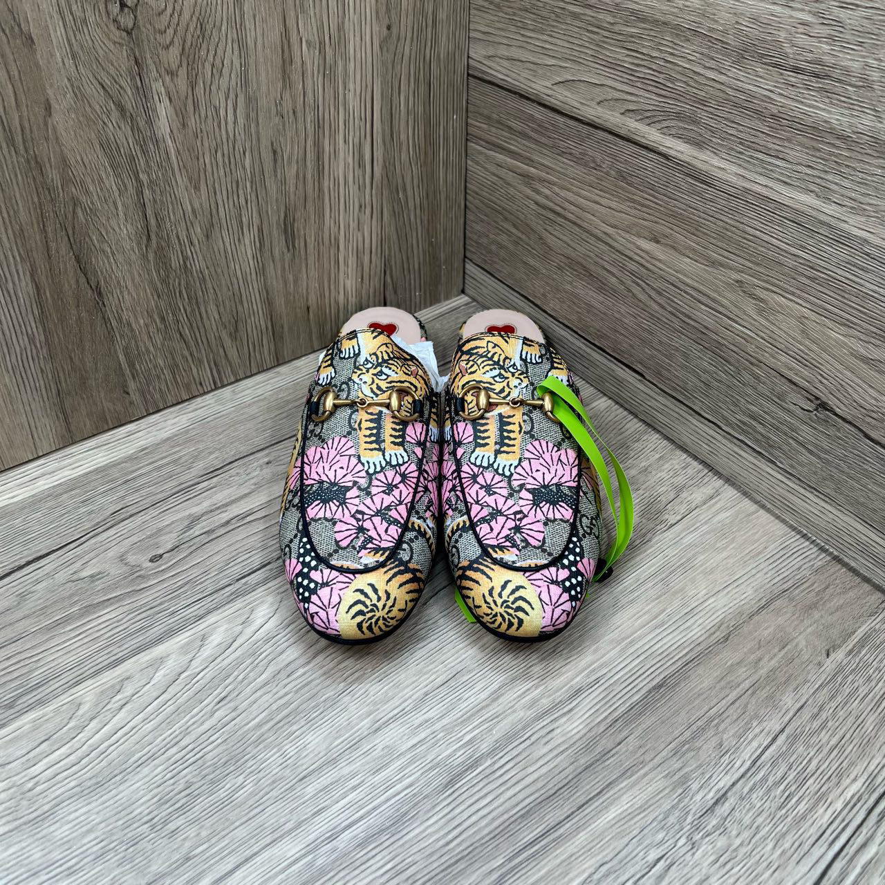 99新 GUCCI/古驰 棕色满印双G虎头穆勒半拖 37码/99新/无配件