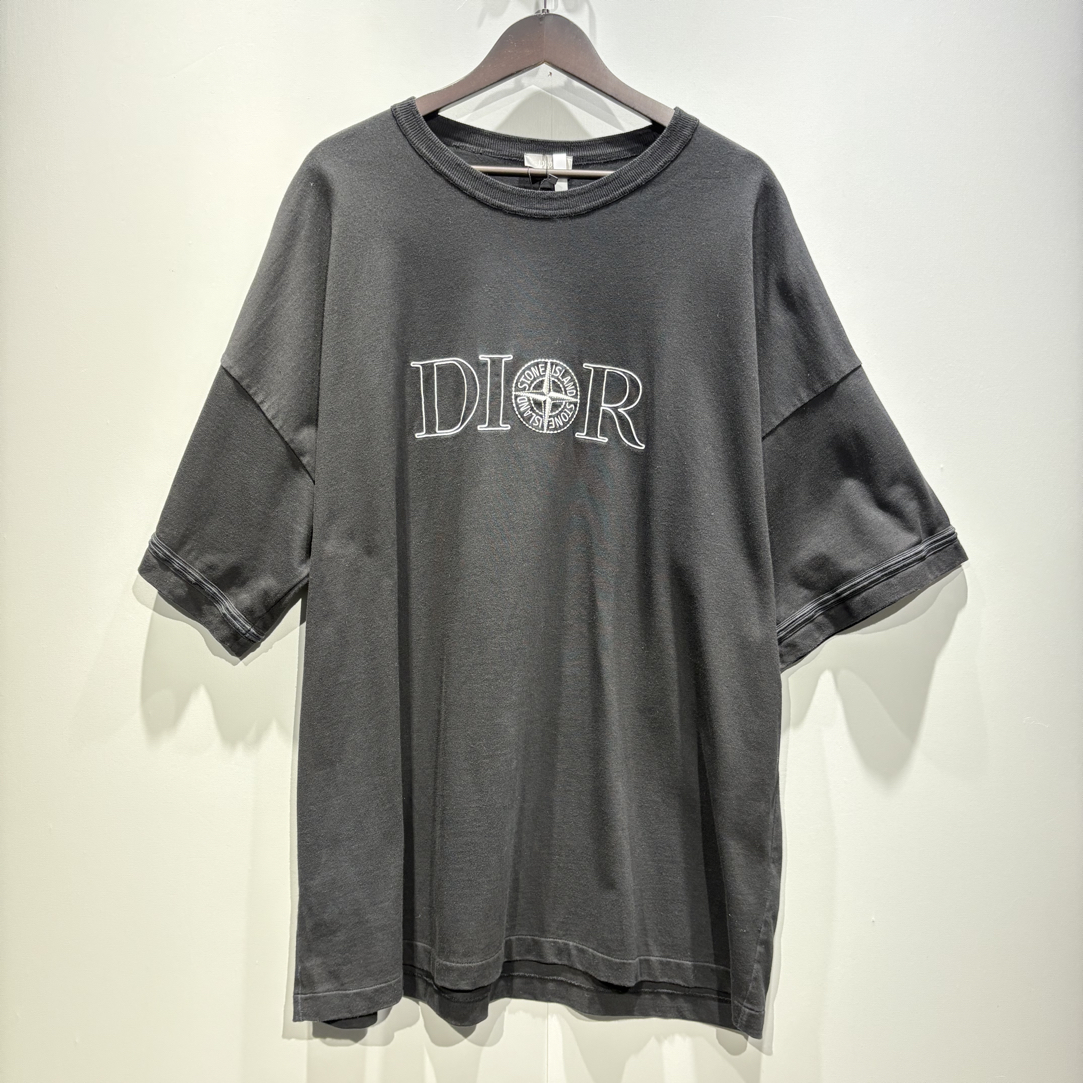 未使用 DIOR/迪奥 ss24石头岛联名刺绣logo短袖T恤 3xl/0626
