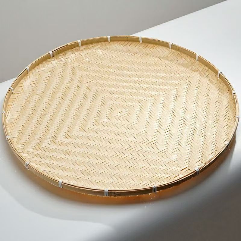 （买一送一）大尺寸密编花纹竹编晒筐50cm 60cm厘米竹子编织