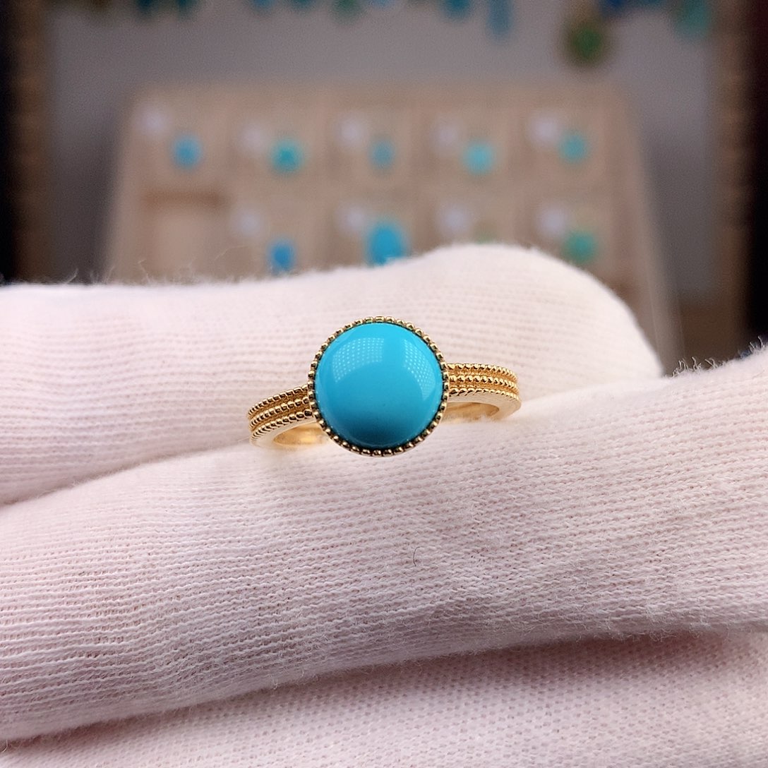 绿松石耳饰18K金镶嵌