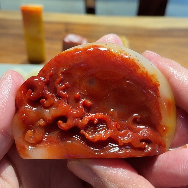 寿山石印石红太阳结晶体芙蓉