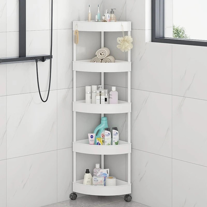 卫生间置物架落地式三角浴室夹缝多层收纳架厨房调料储物架小推车