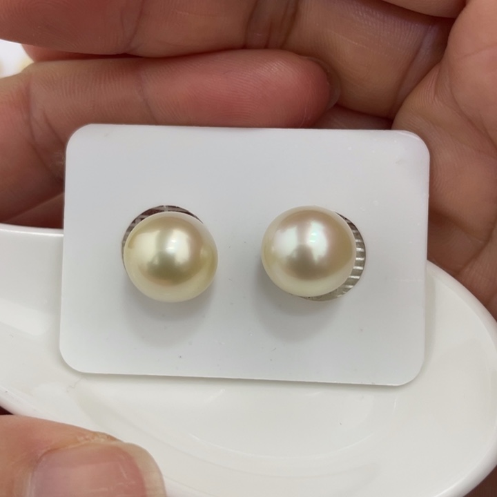 海水珍珠裸珠12-13mm炫彩干枯金对珠