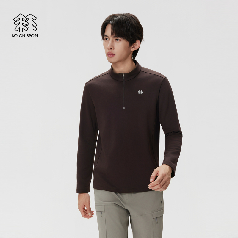 KOLON SPORT可隆户外休闲衣保暖吸湿排汗透湿防静电男羊毛混纺T恤