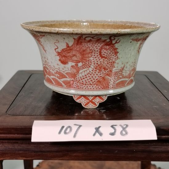 陶手工手绘大德堂釉盆