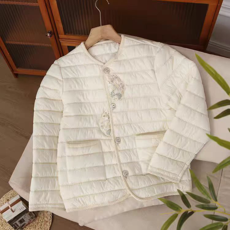 2025女士棉袄新款小个子小香风绣花羽绒棉服薄款棉衣外套秋装