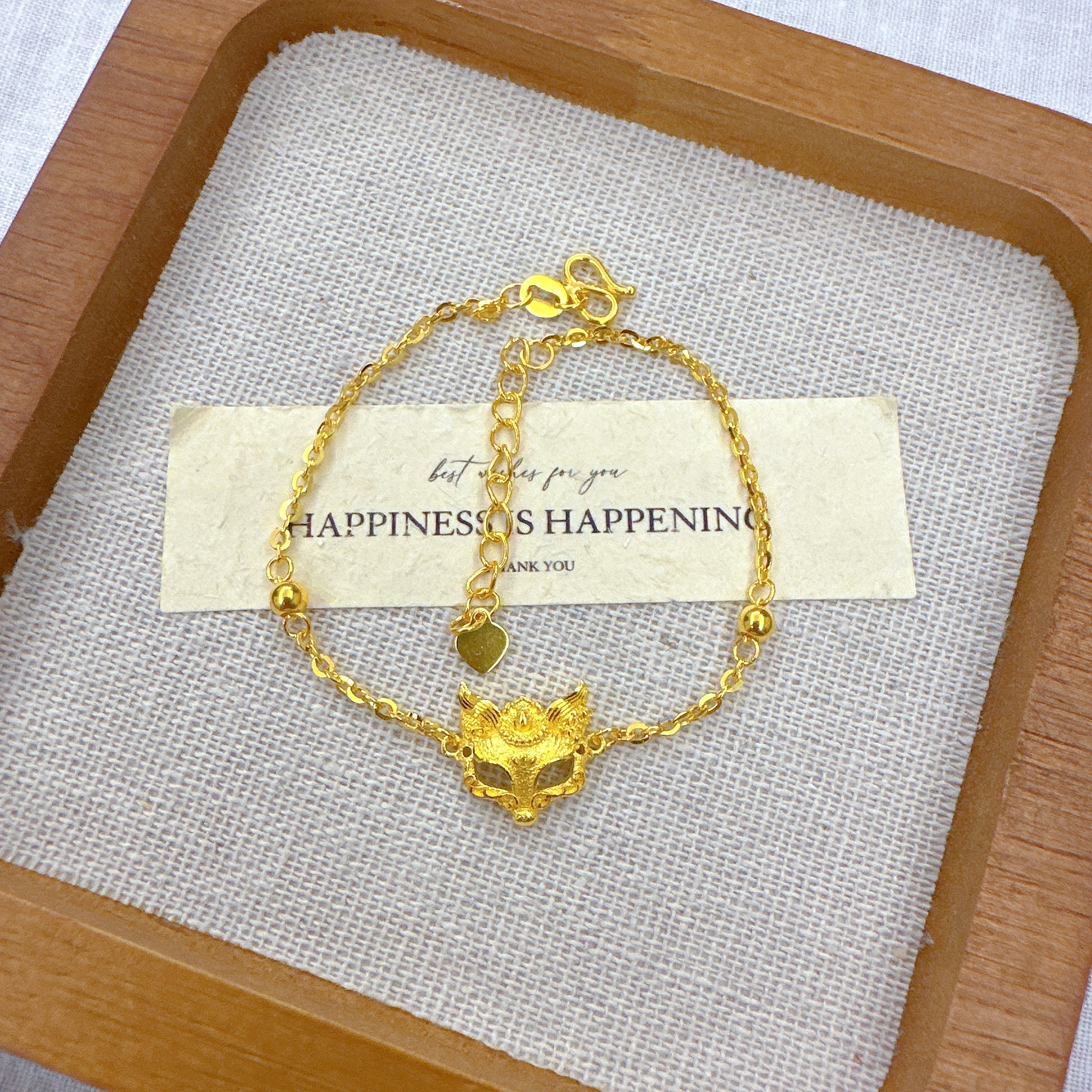 【狐狸面具黄金手链】足金999手链 不支持7天无理由