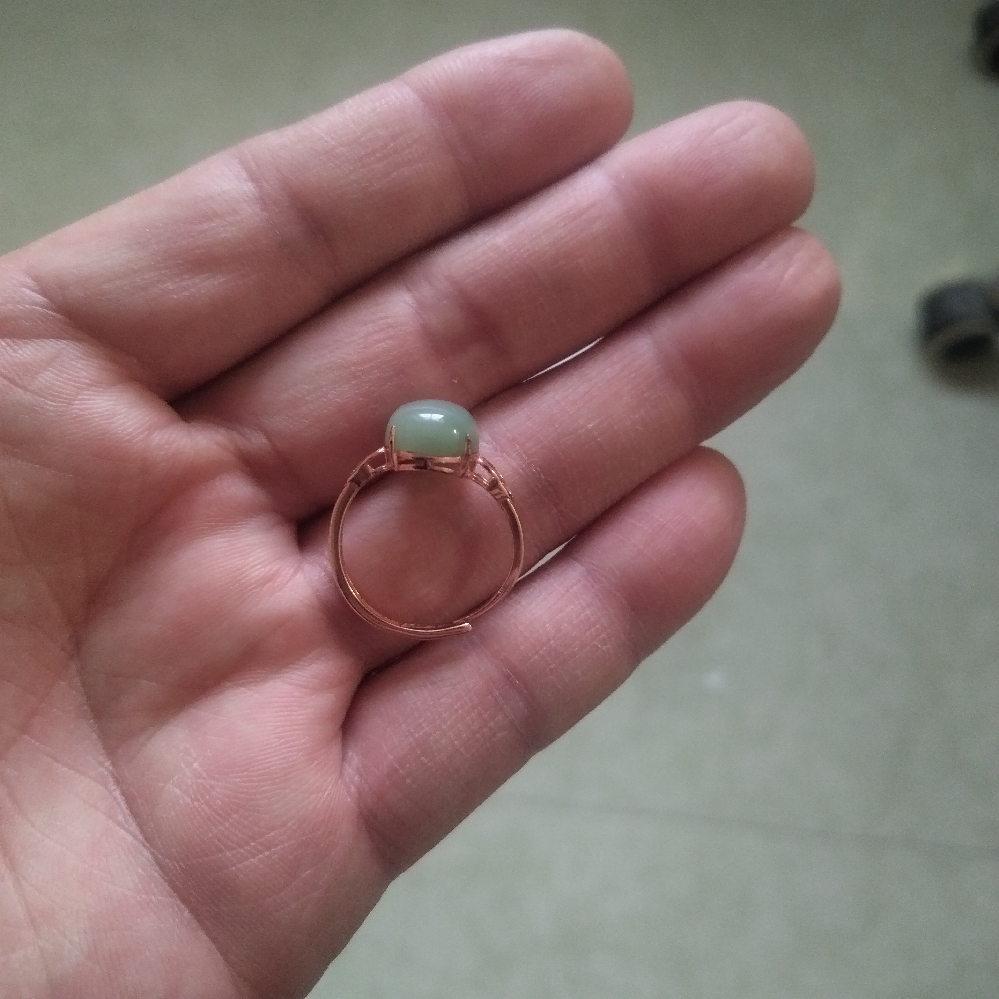 碧玉银镶嵌无黑点戒圈