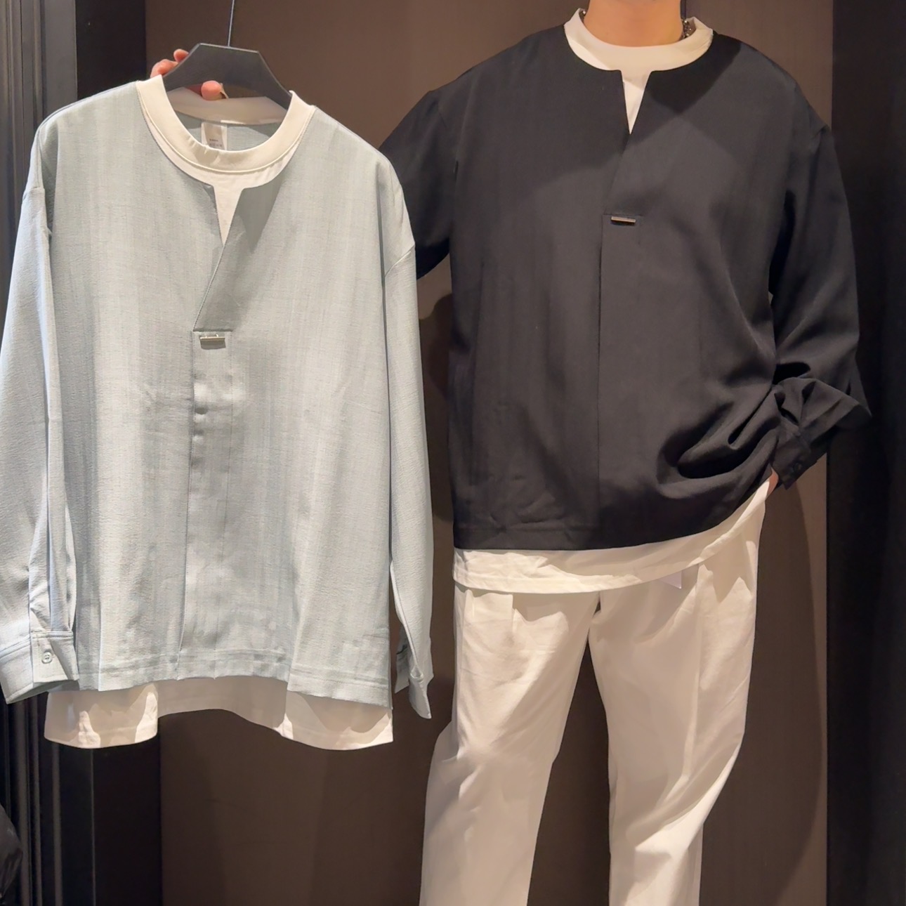 30551-韩版休闲假两件长袖衬衣