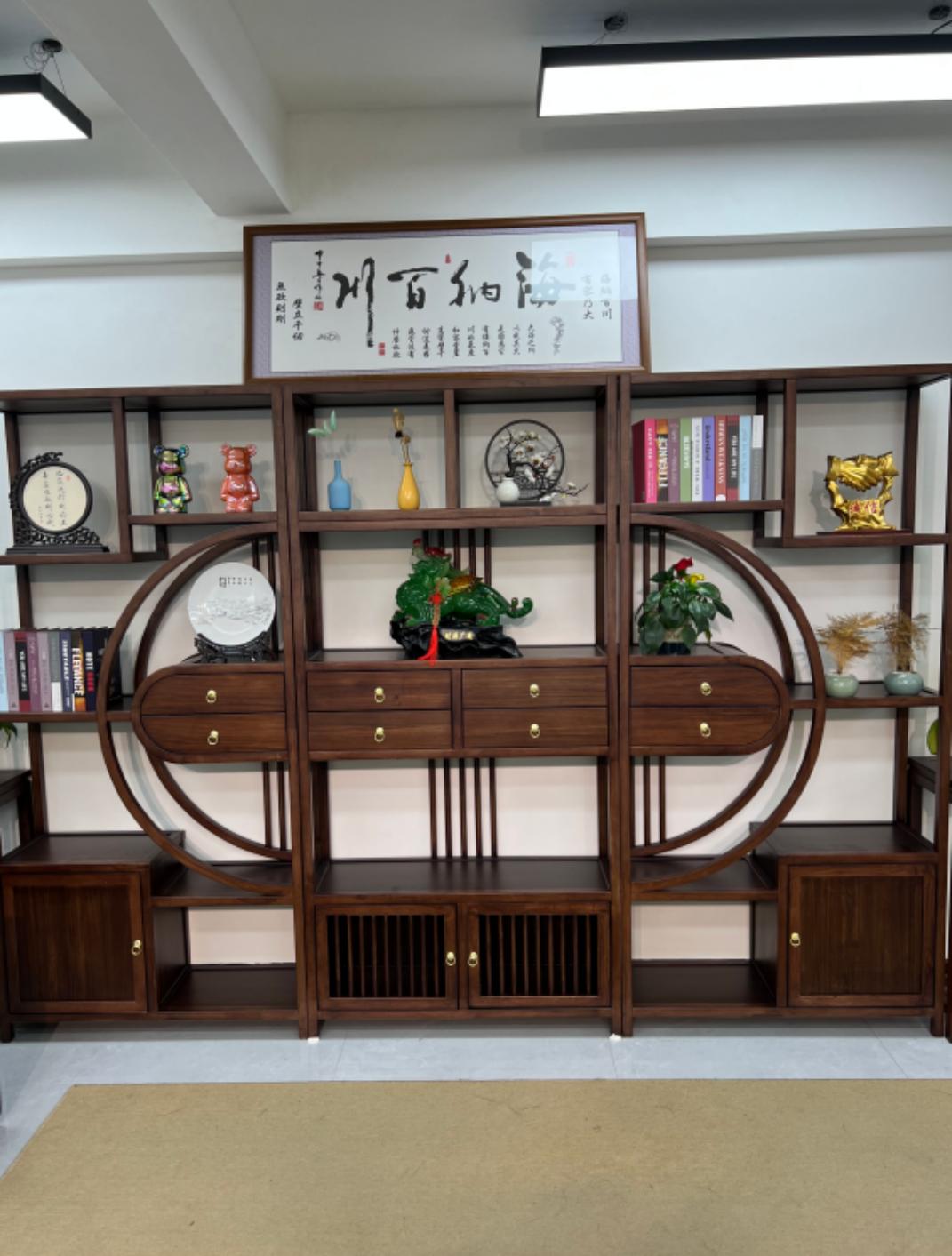 新中式实木博古架多宝阁茶叶书置物架隔断摆件办公茶室展示柜