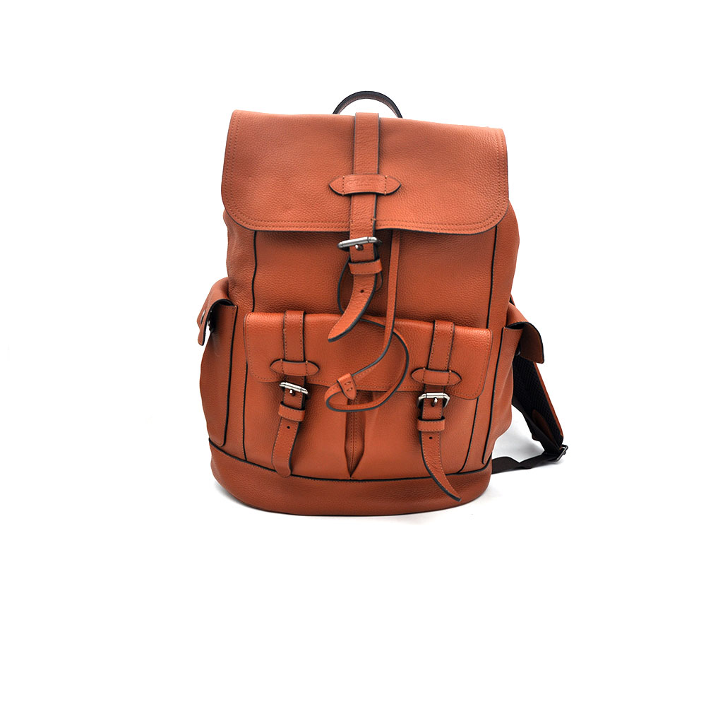 95新 COACH/蔻驰 97新闲置 焦糖色荔枝纹全皮双肩包30*40/61726