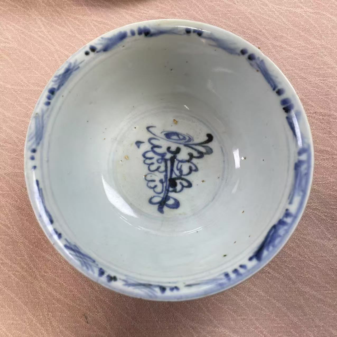【青陶瓷花碗】手绘大碗米饭碗柴窑釉下彩釉里红瓷厂缠枝器型主人杯