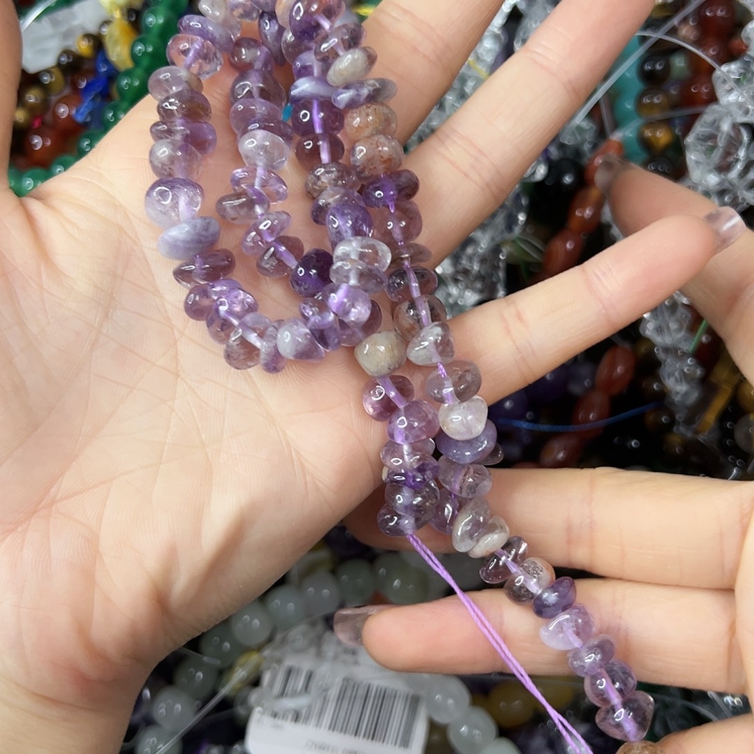玛瑙/玉髓合金珠宝半成品，卡10紫幽灵随形一条