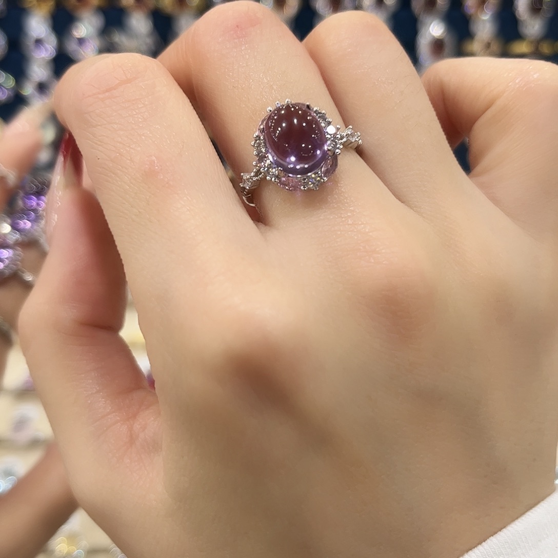 紫晶女款银S925镶嵌戒指
