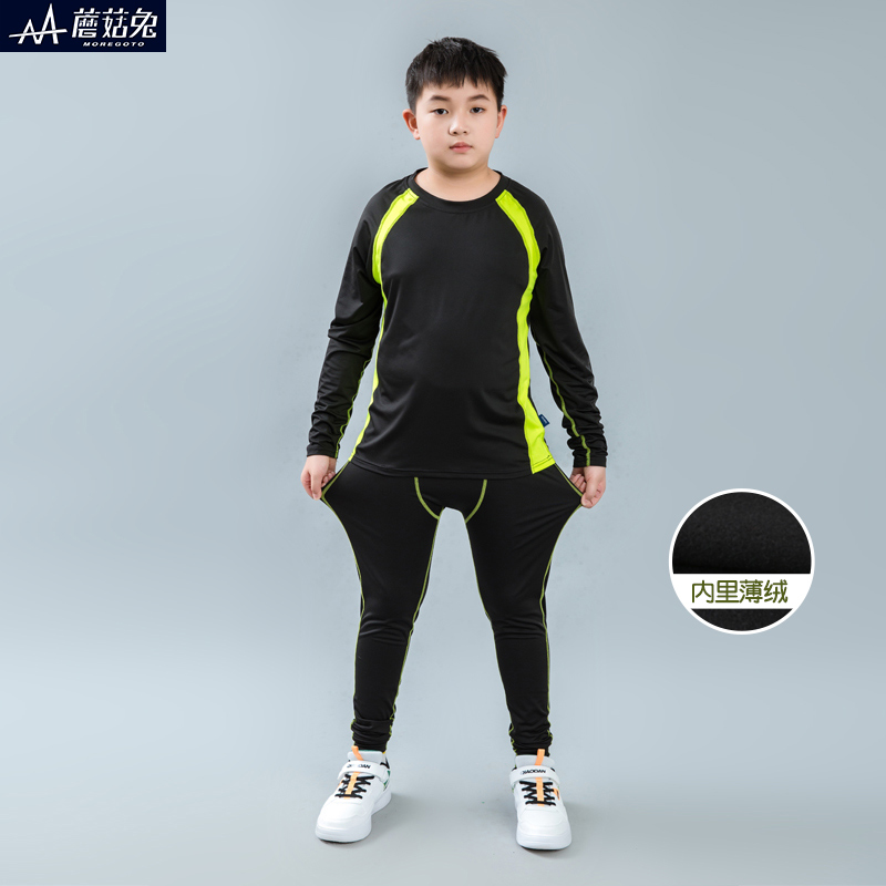 胖童男童紧身衣训练服秋冬运动套装篮球打底服胖男孩冬季保暖内搭
