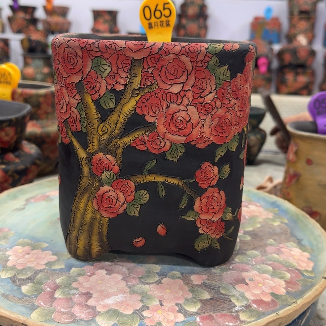 唯***、花盆紫砂精品多肉手绘花盆