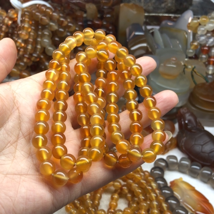 冰***艳玛瑙/玉髓手链未镶嵌