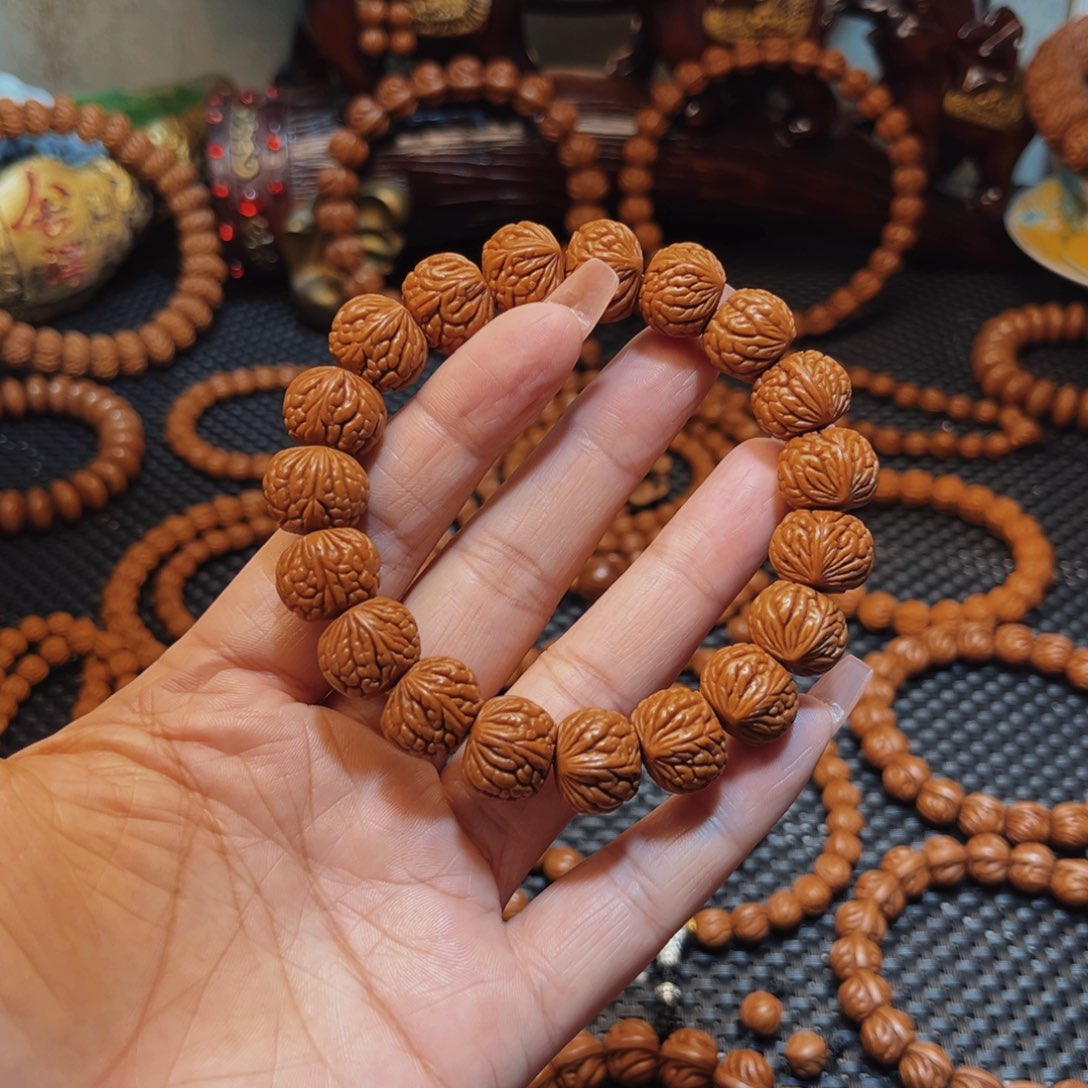 桃核手串15野生籽红皮荔枝