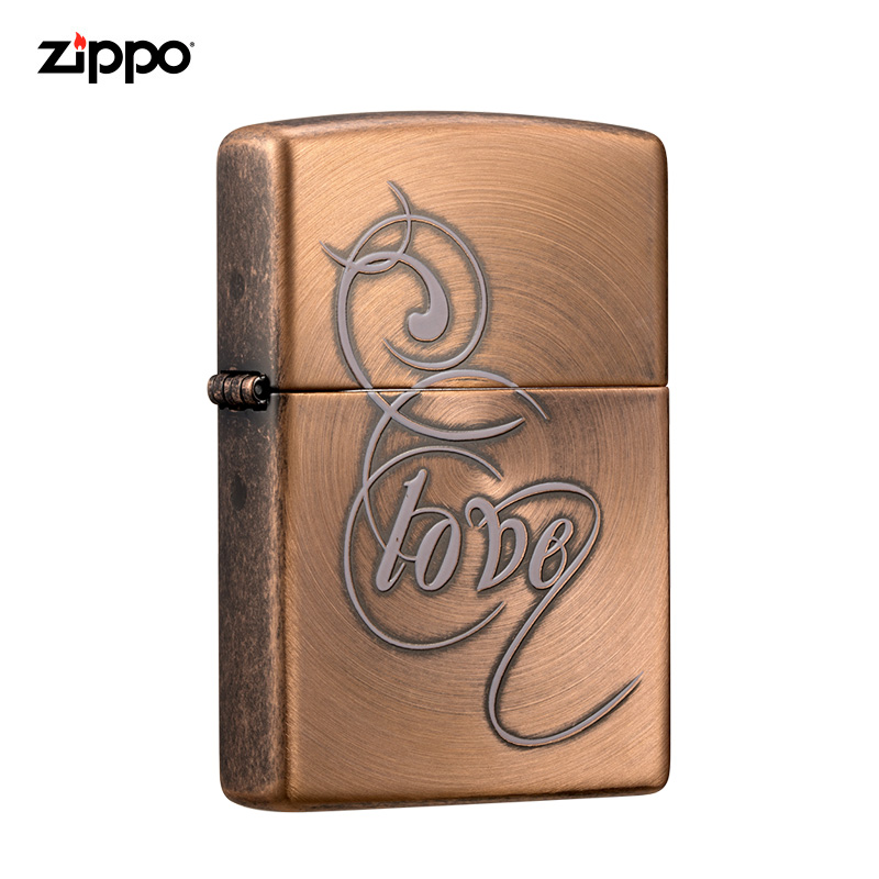 ZIPPO打火机爱情烙印-复古紫铜/仿古铜复古时光个性创意