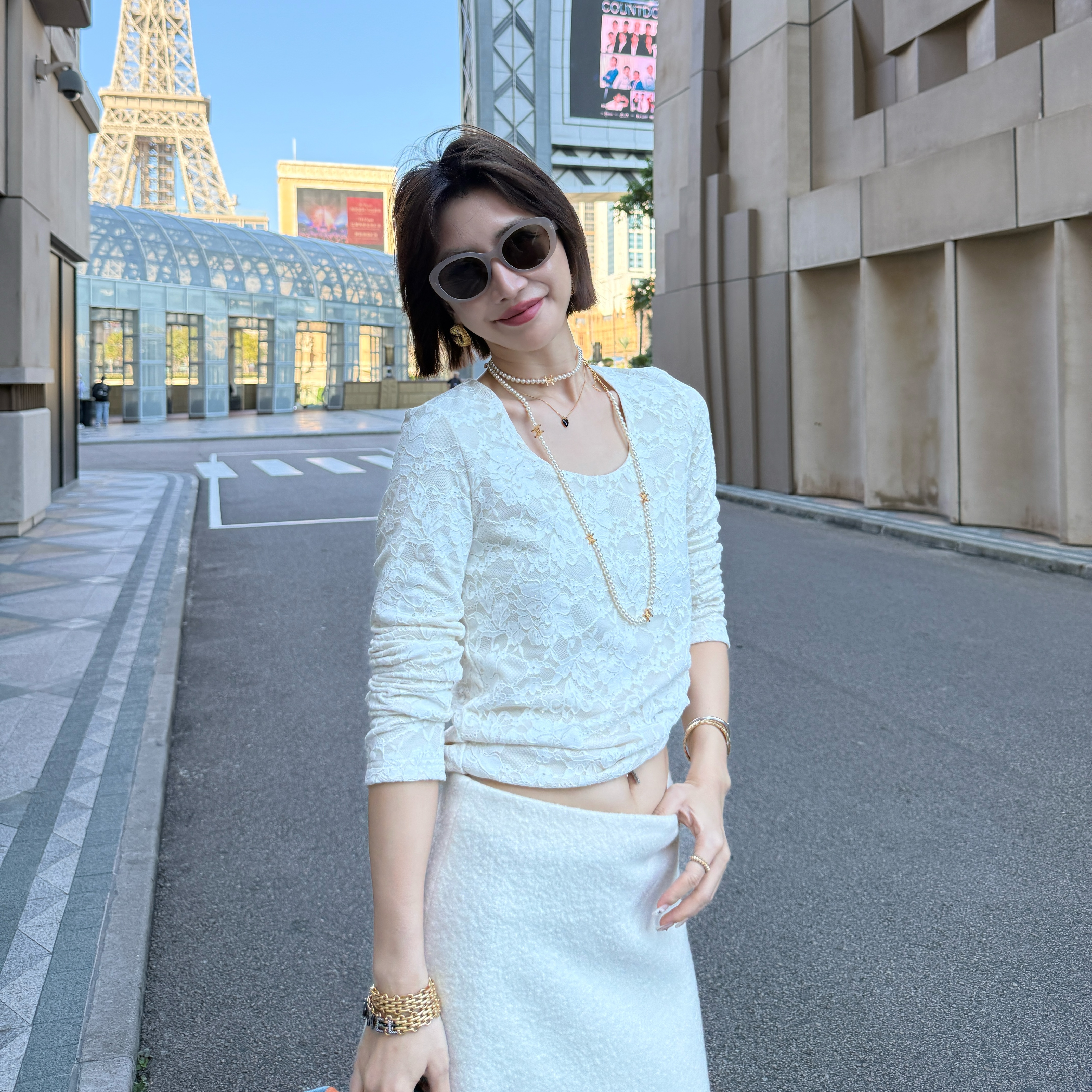 ‘’白月光肌理衫‘’长袖透视打底衫女法式初恋衫蕾丝上衣 SWT14850