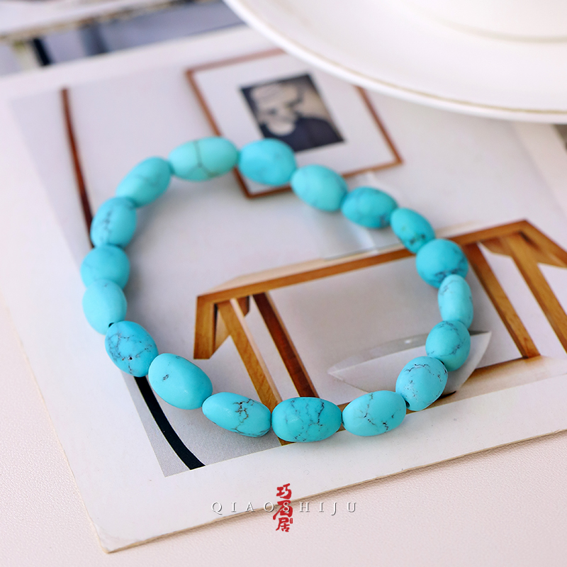 巧石居天然原矿绿松石糖豆单圈 编号90143