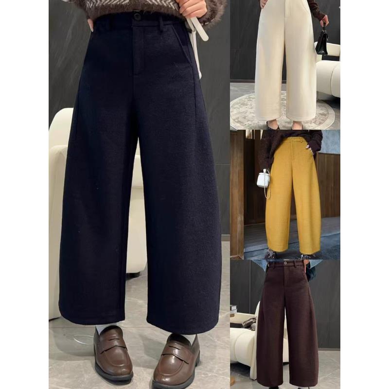 276800 毛呢韩版显瘦遮肉休闲裤显瘦直筒裤保暖秋冬休闲风