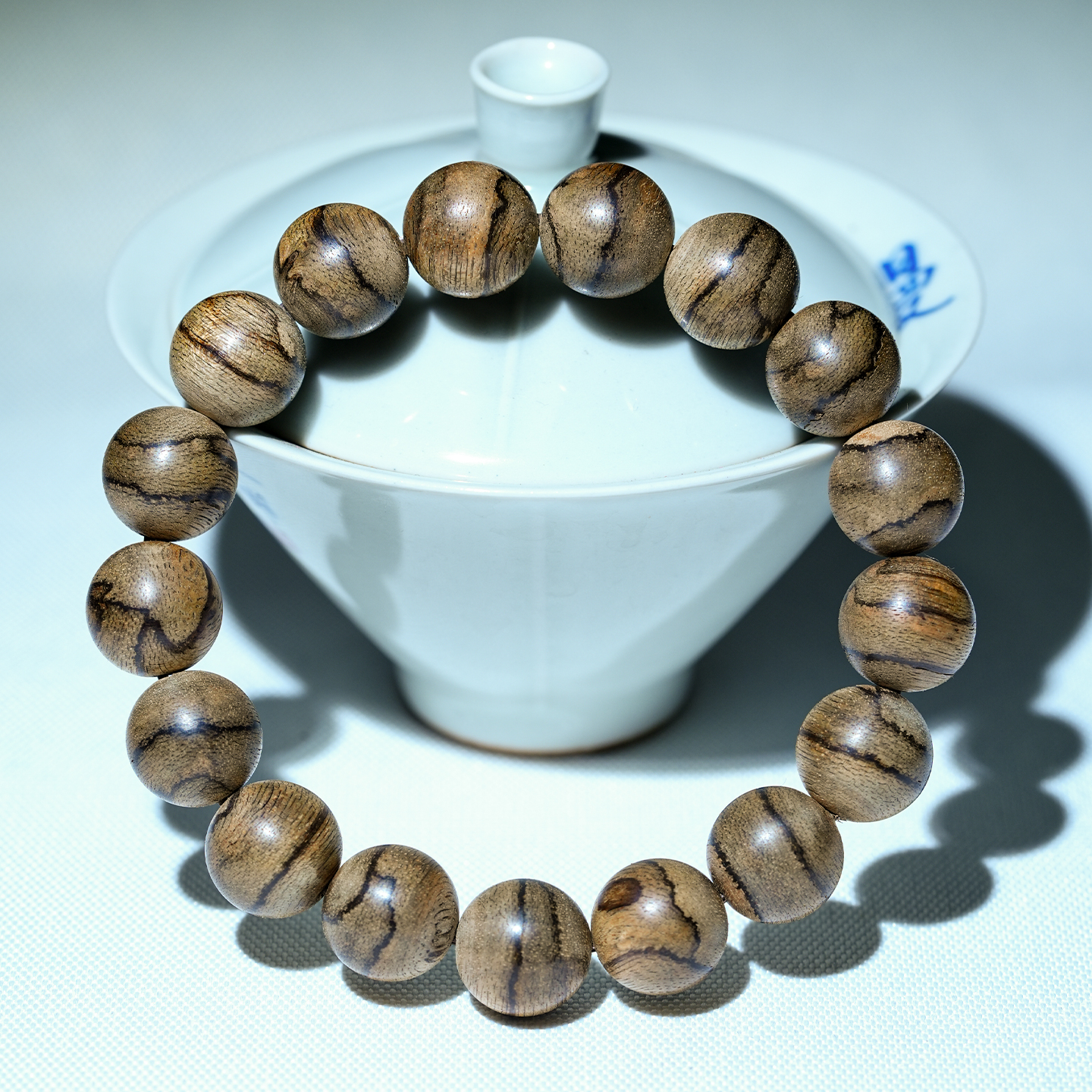 沉香达拉干虎斑纹沉香单圈手串13mm14克+