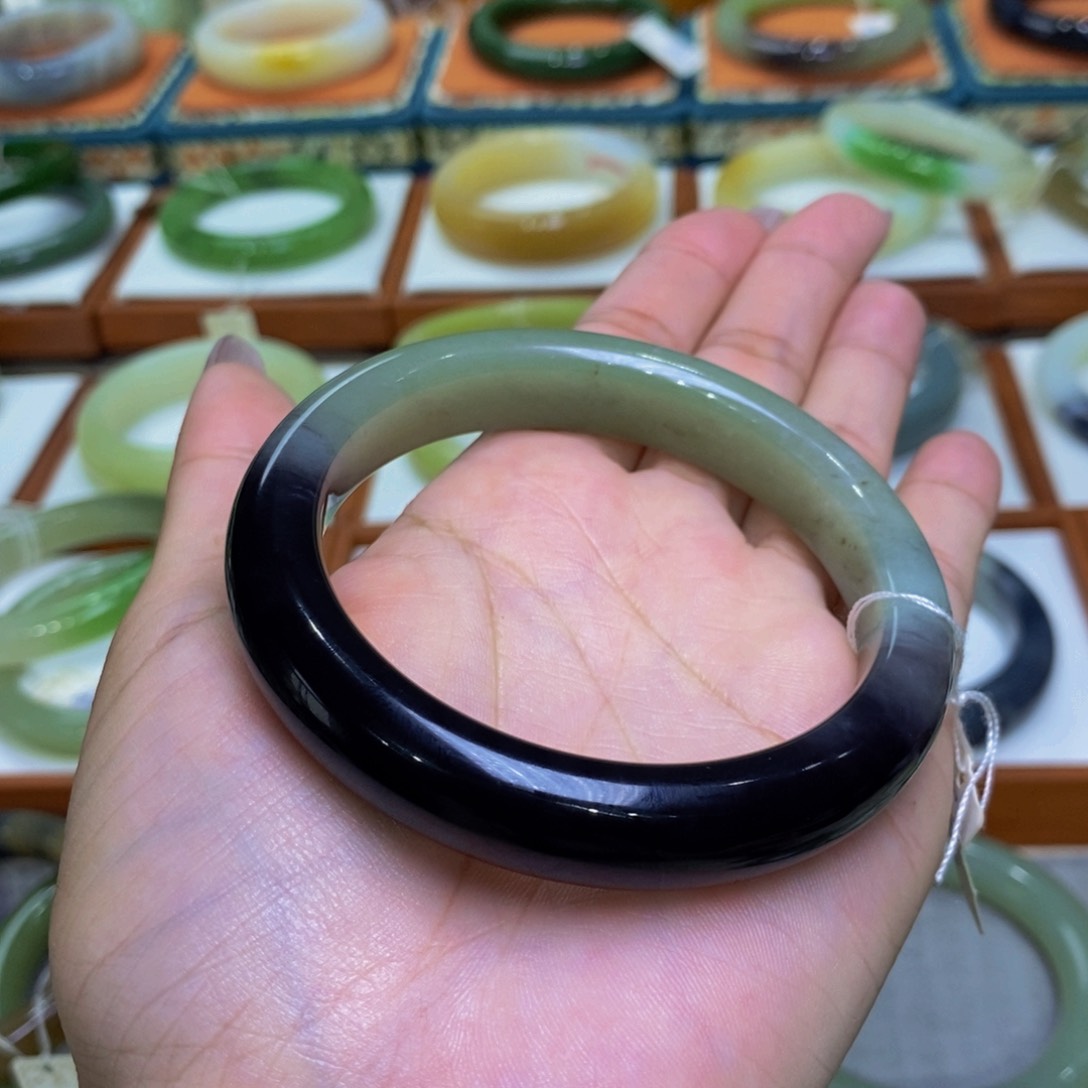 和田玉手镯未镶嵌和田玉紫半山59