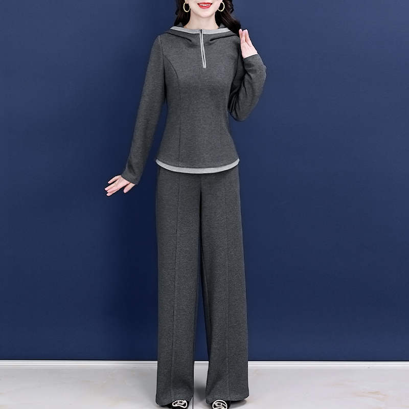 【两件套】24143梦晚春季优雅新款气质时尚大气减龄保暖套裤-JHY