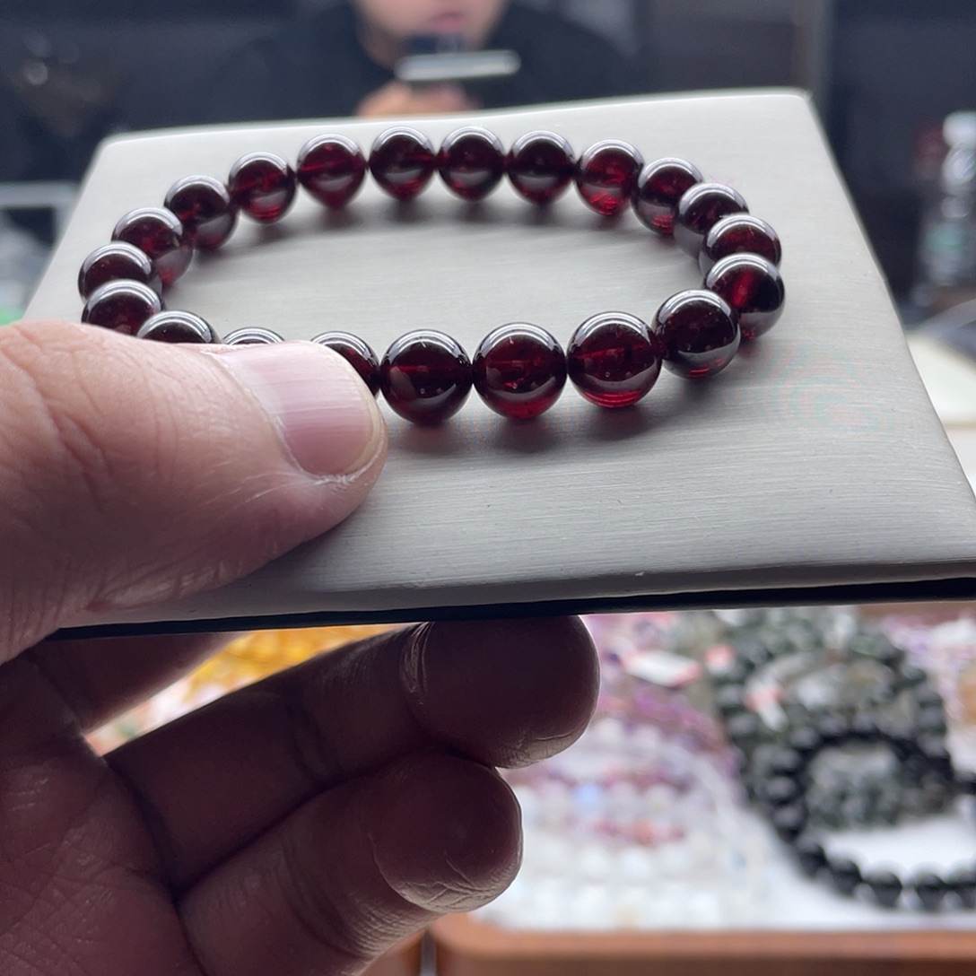 未镶嵌水晶手链9mm石榴石手串