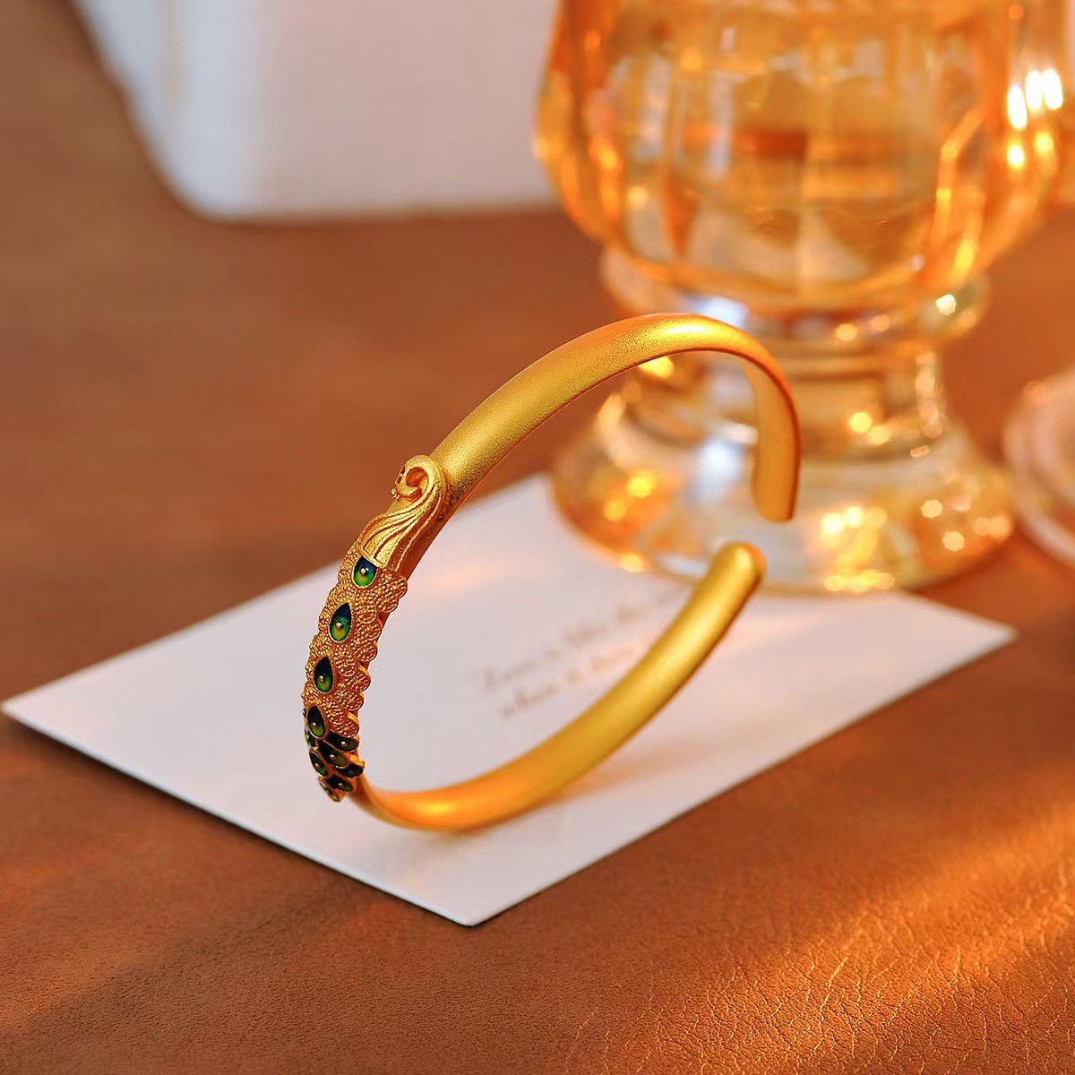 【HX】孔雀珐琅开口手镯 轻奢品质尽显格调