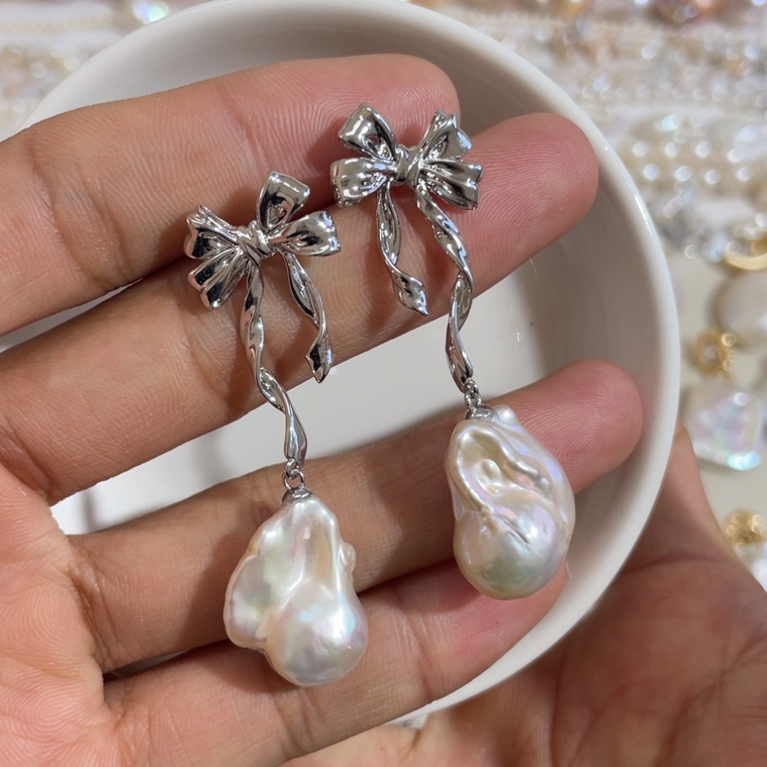 淡水珍珠耳饰合金