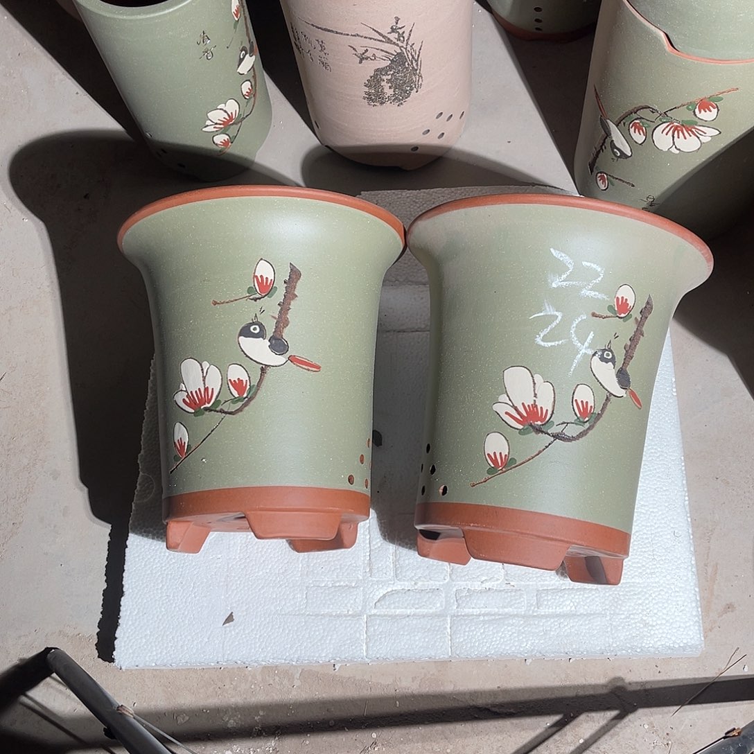 紫砂紫砂兰花盆喜上枝头口22