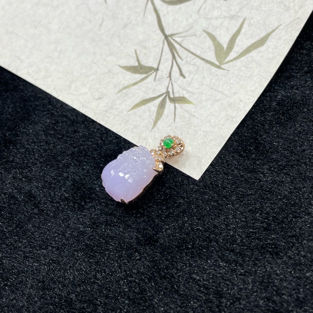 紫罗兰貔貅—翡翠18K金镶嵌吊坠(赠链)