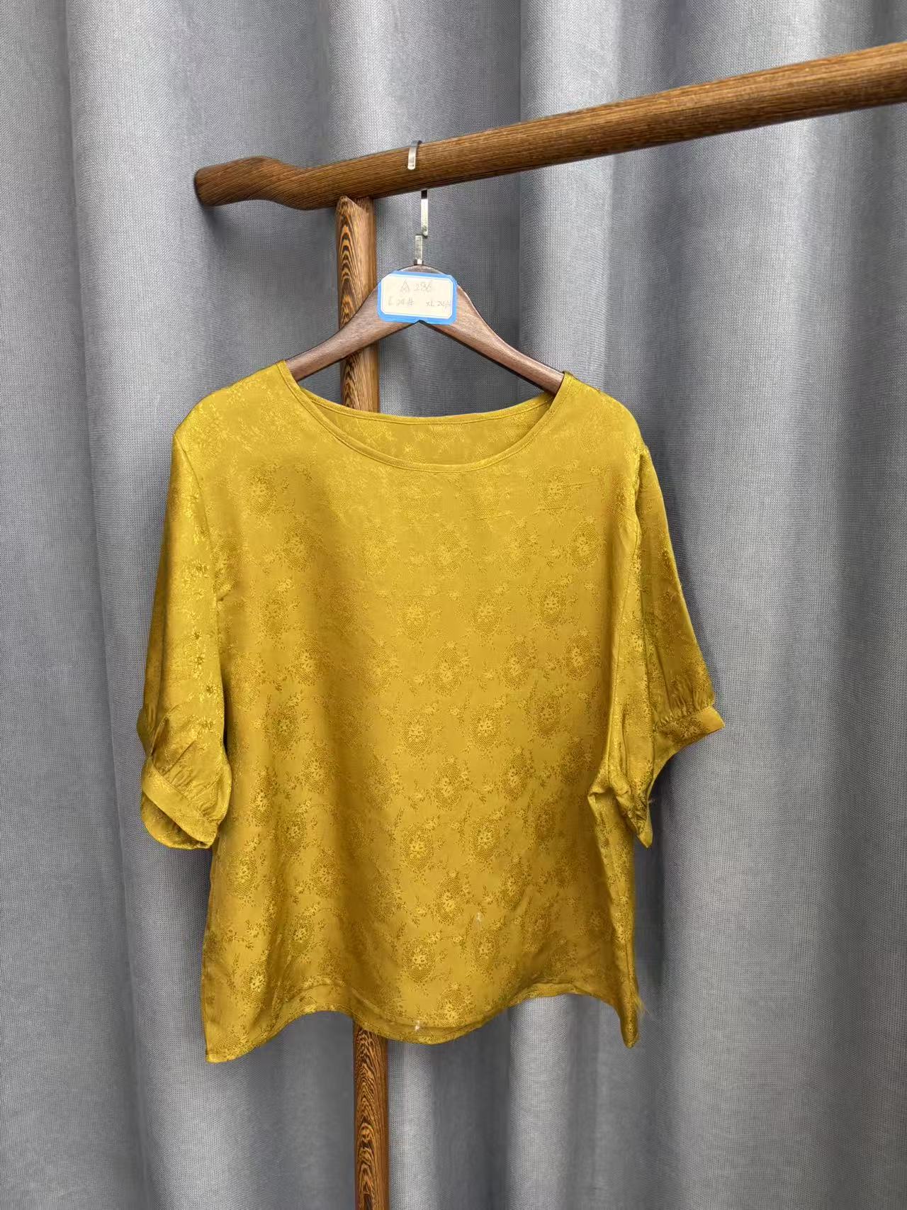 2025夏季新款休闲时尚圆领桑蚕丝印花上衣女A286