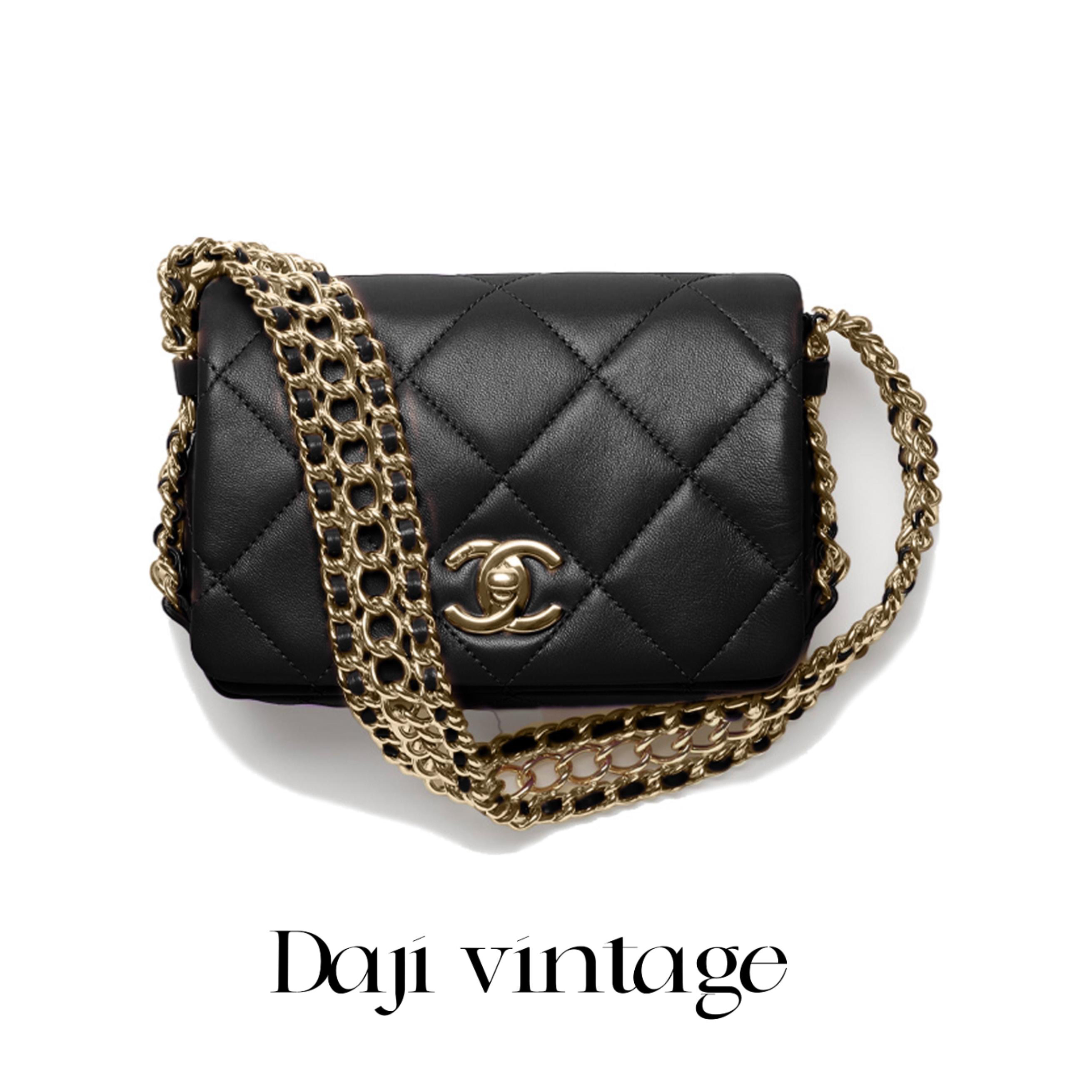 95新 Chanel/香奈儿 大吉中古3/黑金22p粗链口盖单肩包