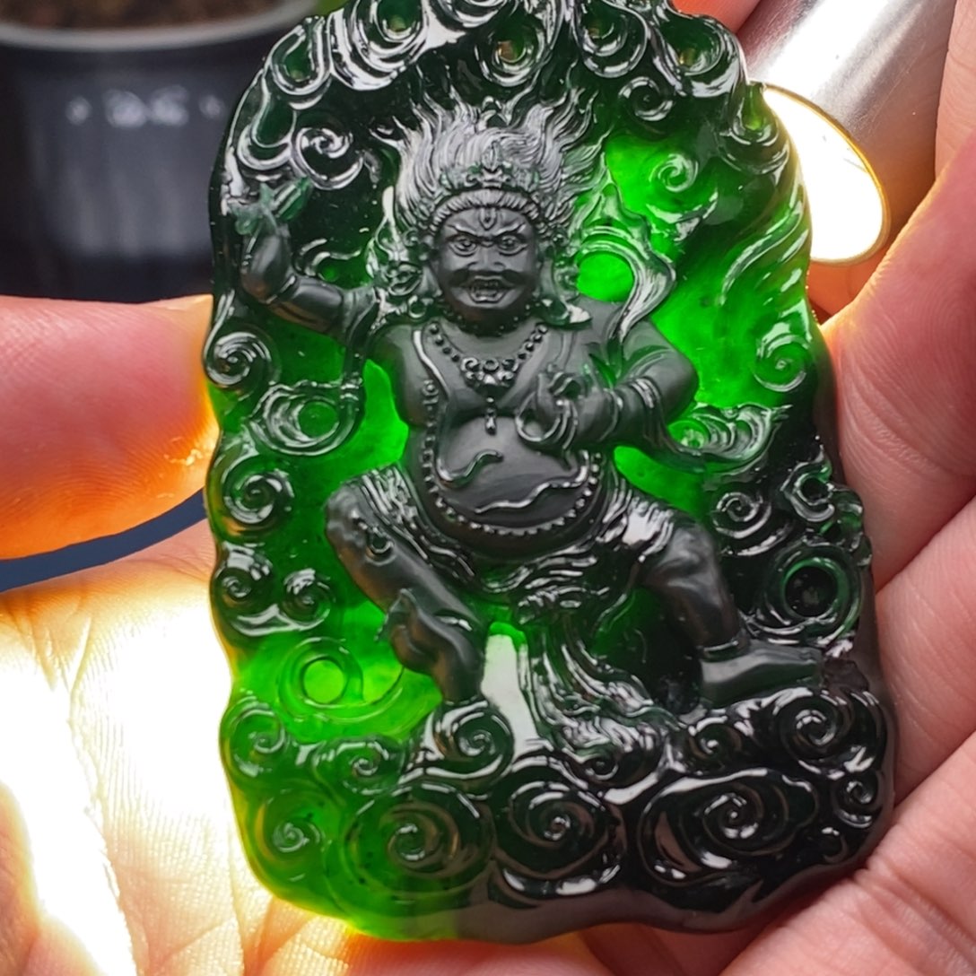 定制翡翠未镶嵌缅甸翡翠黑财神
