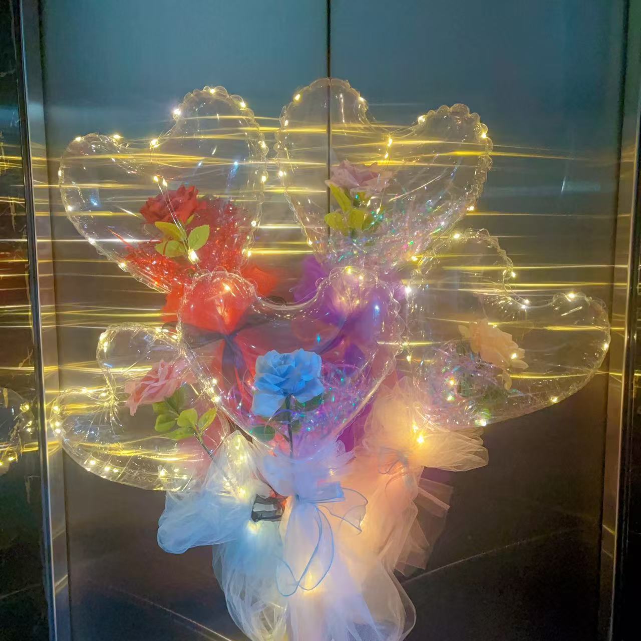 玫瑰花爱心波波球气球透明材料包表白求婚礼物夜市地摊商品