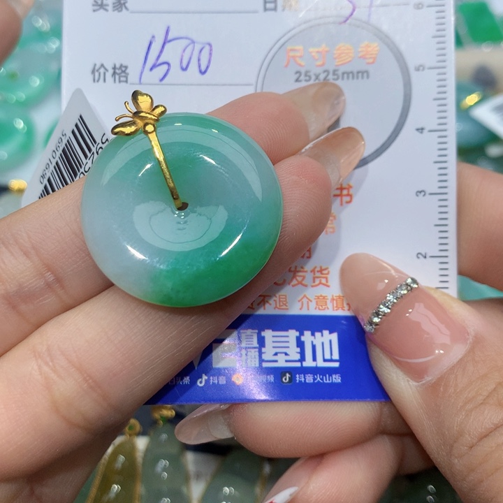 翡翠颈饰18K金镶嵌大****平安扣