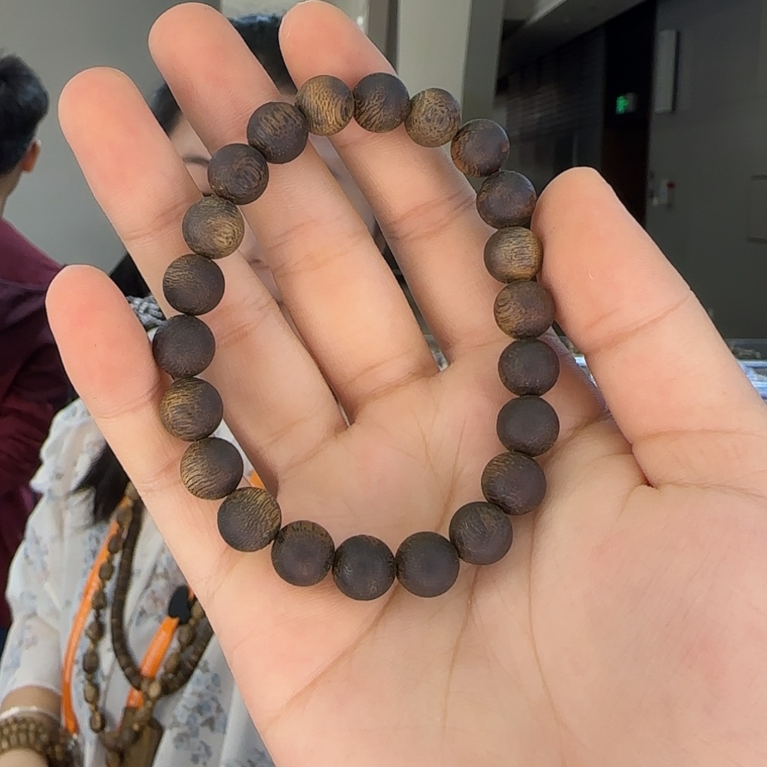 沉香手串卡7沉水圆珠单圈