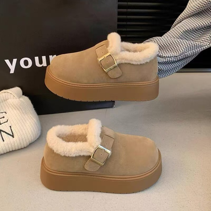 厚底雪地靴女款冬季加绒美拉德乐福棉鞋2025新款一脚蹬复古勃肯T5