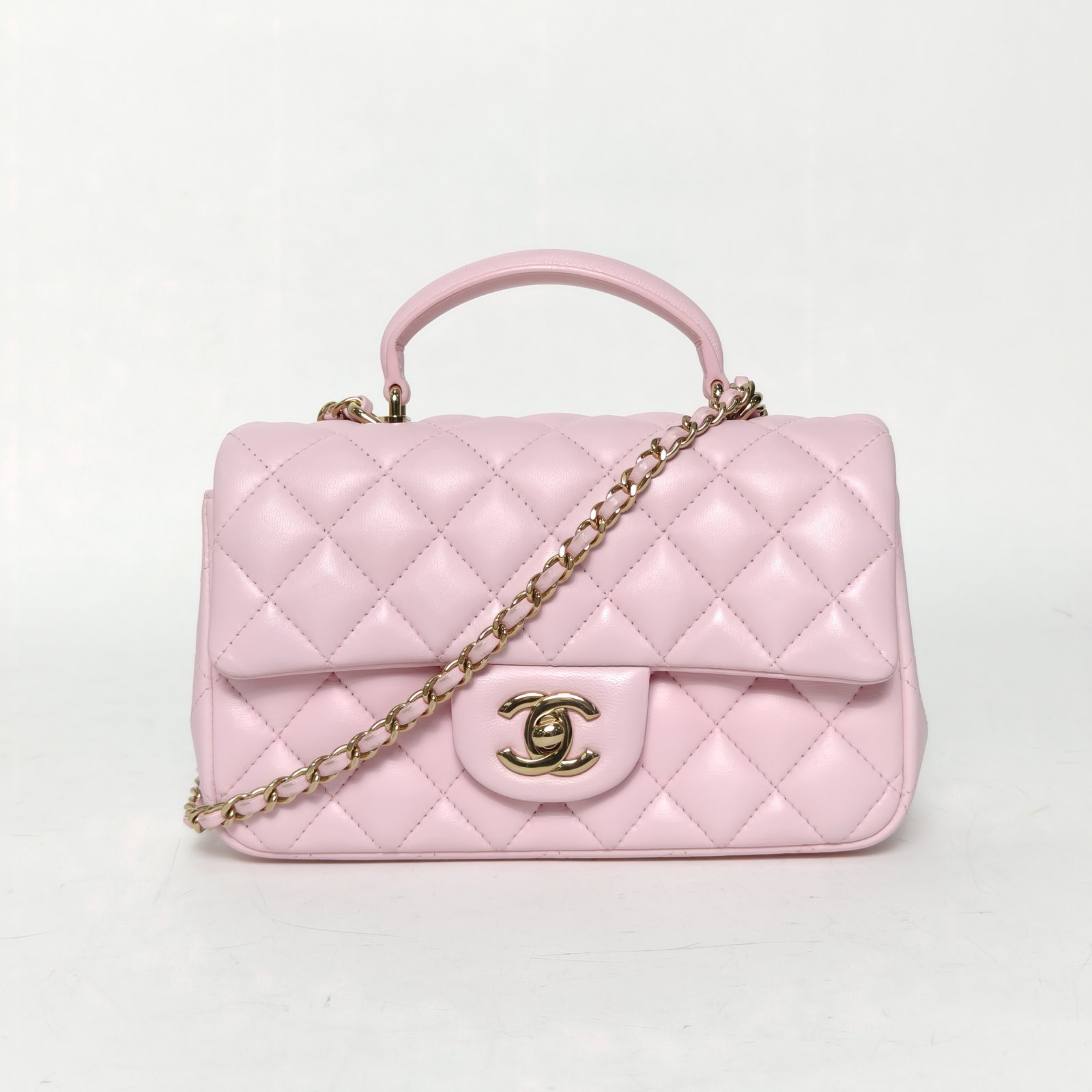 99新 Chanel/香奈儿 【双双】CF 口盖包 手柄大Mini 20cm芯片 25P